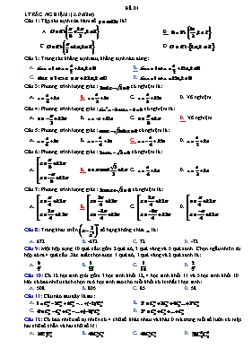 Kiểm tra học kì I môn Toán học 11